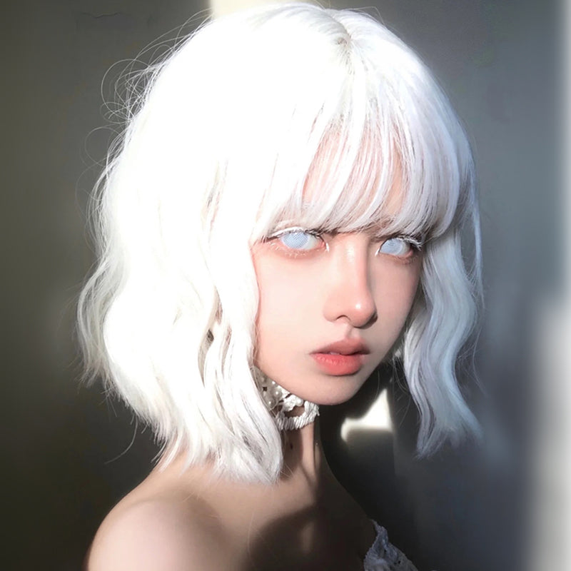 Silver White Short Curly Hair Wig  KF82745