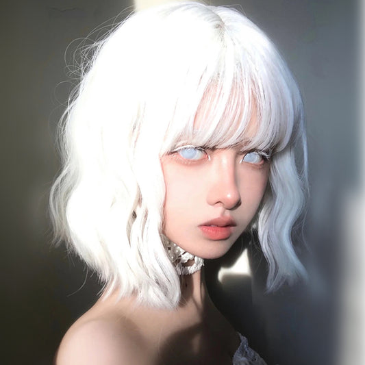 Silver White Short Curly Hair Wig  KF82745