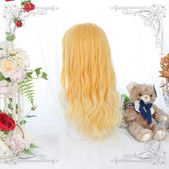 Golden long curly wig KF81555