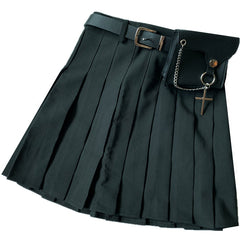 Dark pleated skirt (gift belt) KF9484