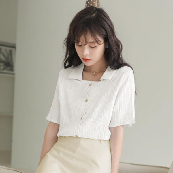 Kfashionstyle Collared Button Up Blouse KF10036