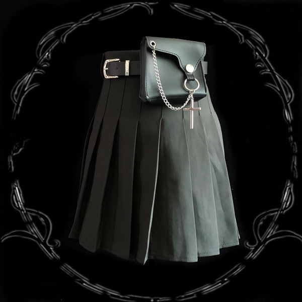 Dark pleated skirt (gift belt) KF9484