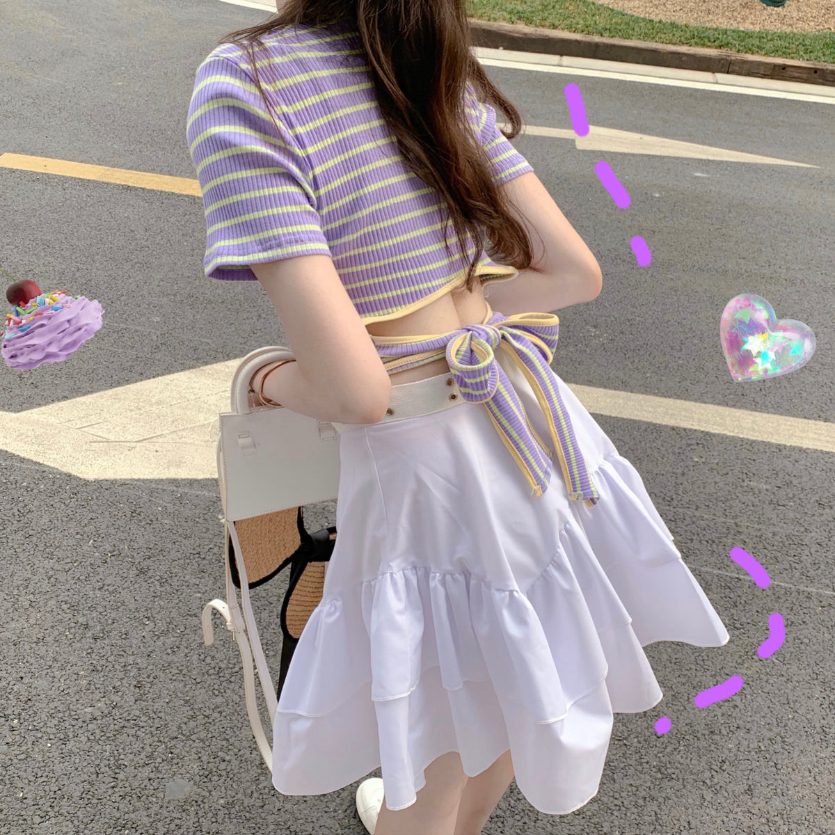 Striped T-shirt + skirt KF9549