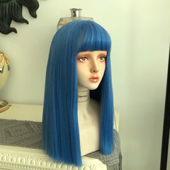 Long blue straight wig KF81265