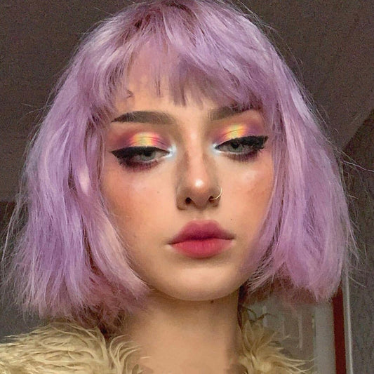 Purple short straight wig KF9249