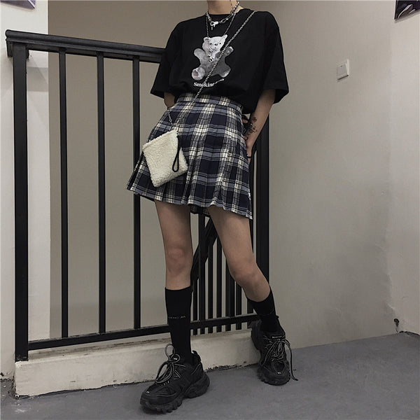 Plaid pleated skirt KF9513
