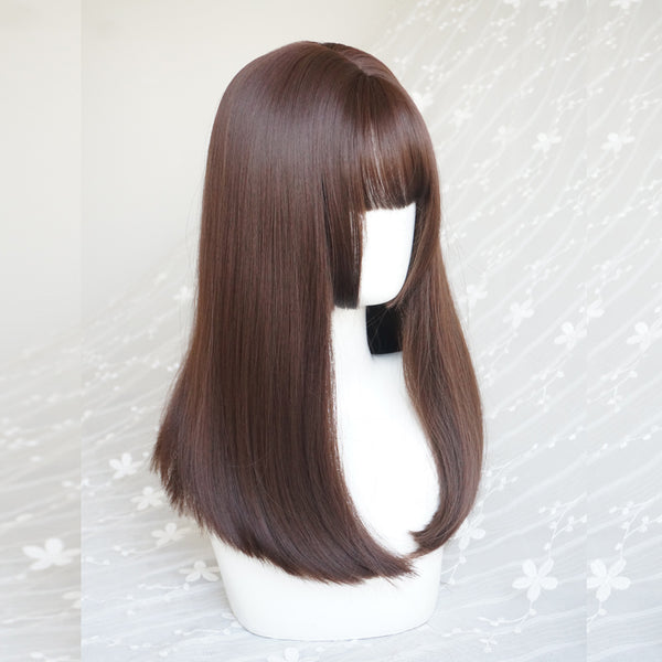 Black long straight wig KF9459