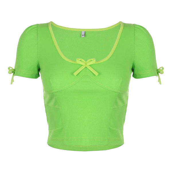 Green bow T-shirt KF81420