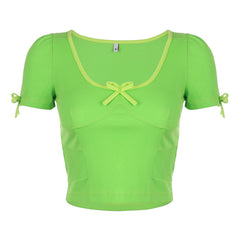 Green bow T-shirt KF81420