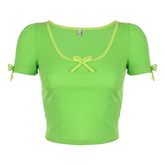 Green bow T-shirt KF81420