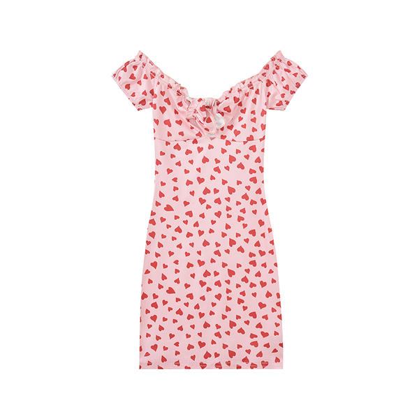 vintage heart print dress  KF82783