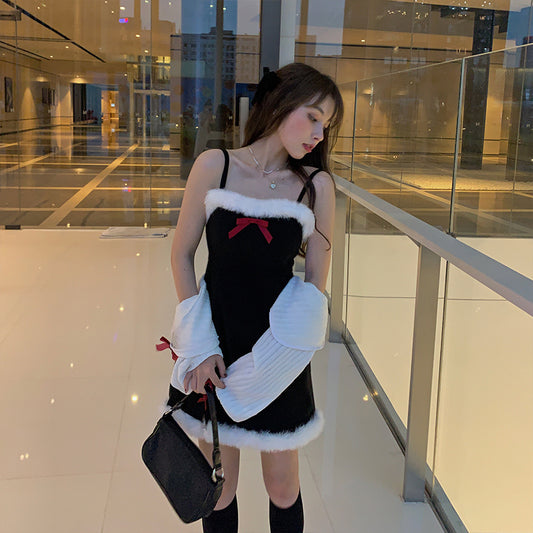 black suspender dress   KF83331