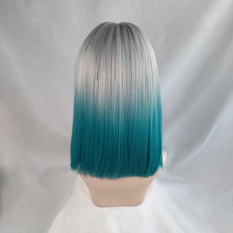 Silver green gradient wig KF81085