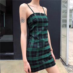 Green plaid dress KF81349