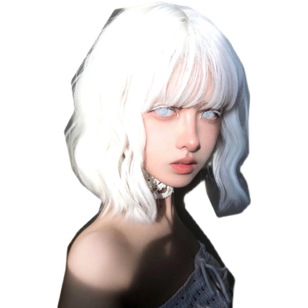 Silver White Short Curly Hair Wig  KF82745