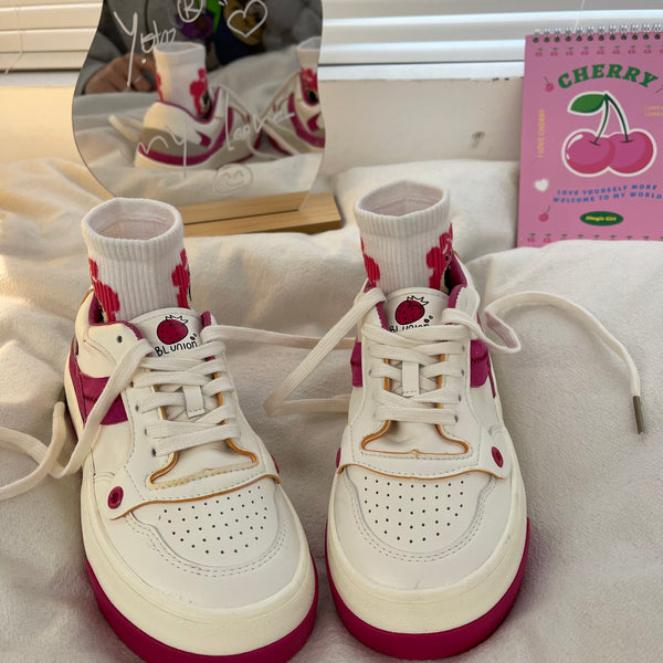 strawberry pink white shoes KF82707