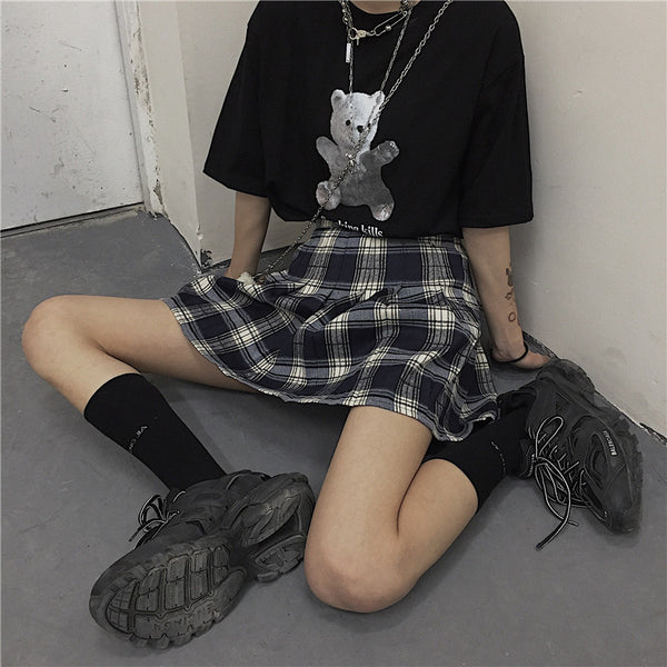 Plaid pleated skirt KF9513