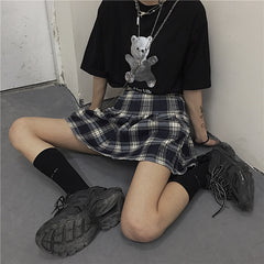 Plaid pleated skirt KF9513