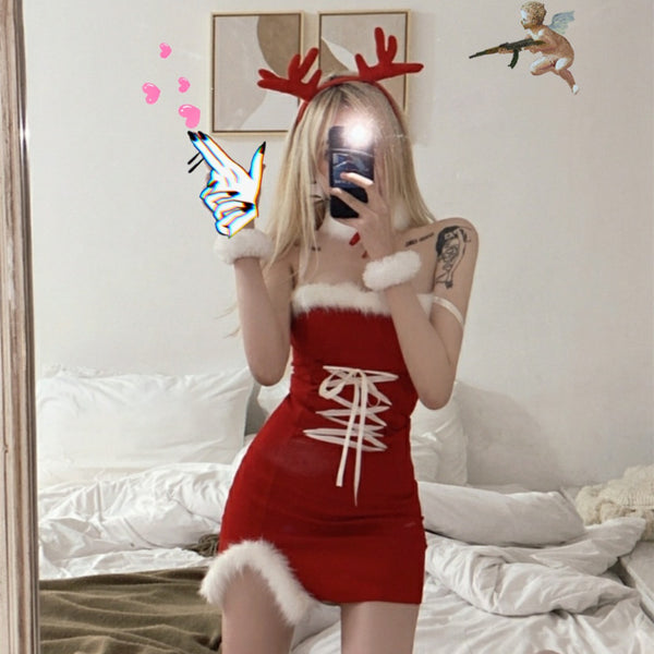 Christmas suspender dress suit KF82992