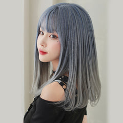 Blue gradient gray wig  KF8208