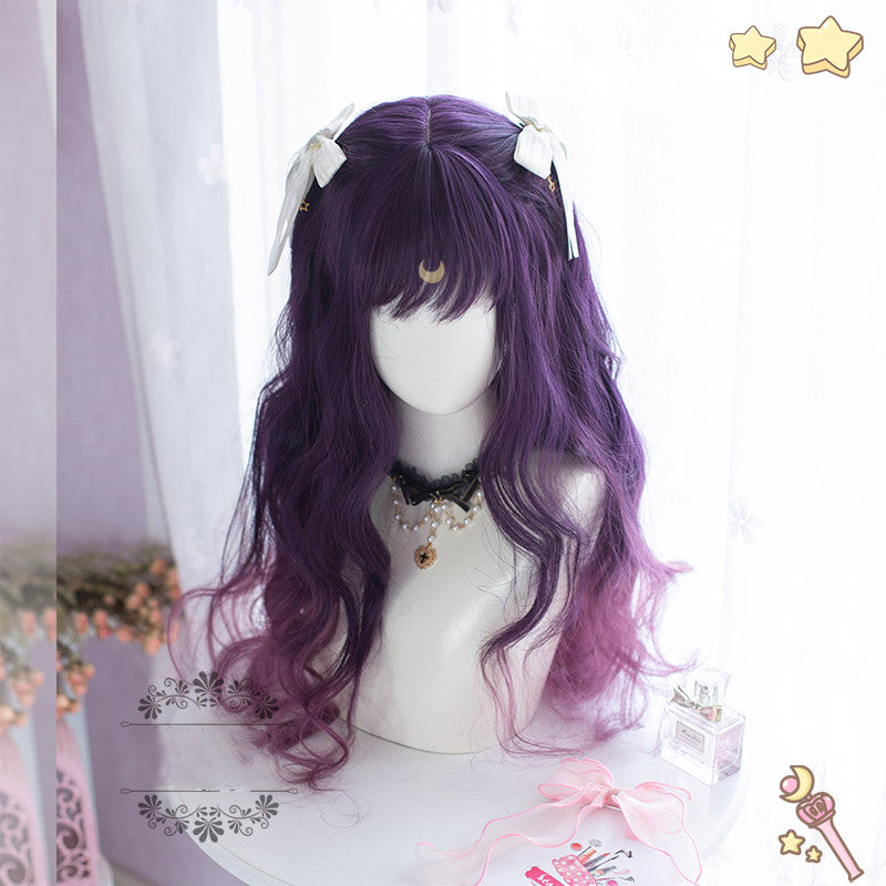 Purple long straight wig KF81266