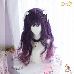 Purple long straight wig KF81266