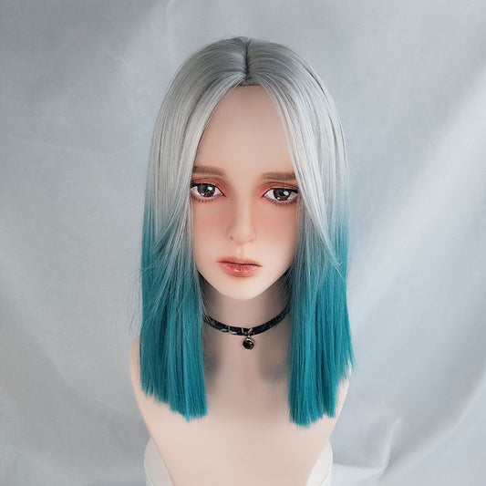 Silver green gradient wig KF81085
