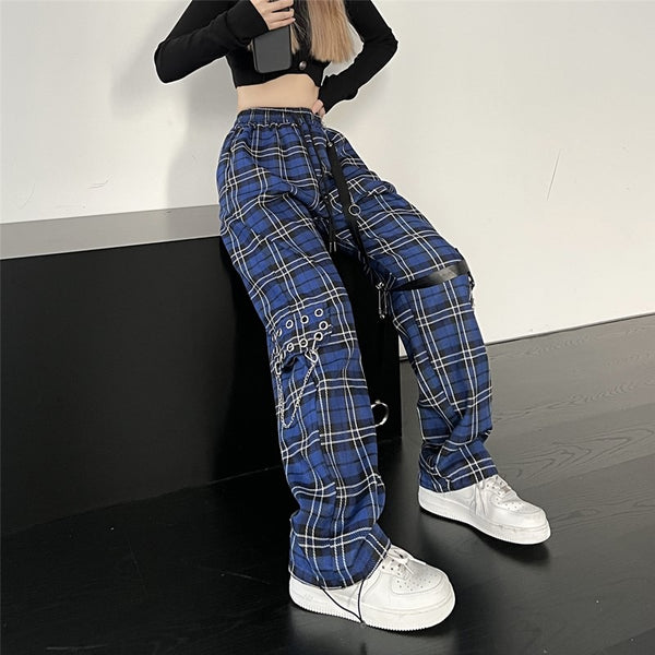 retro plaid pants  KF9926