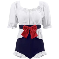 White Short Sleeve One Piece Swimsuit  KF82662