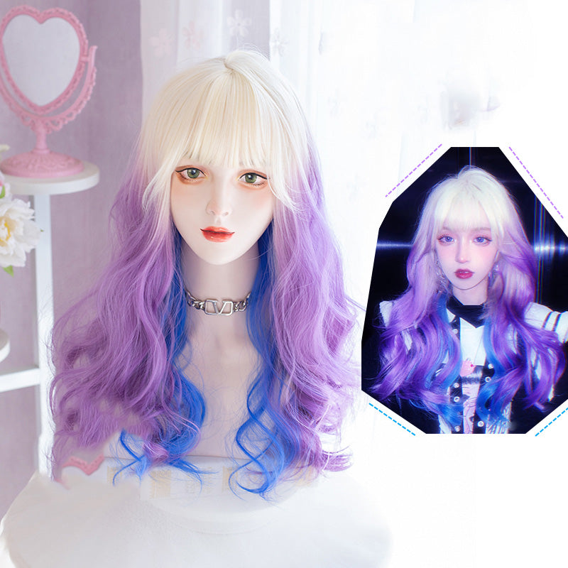 White blue purple gradient wig  KF82488