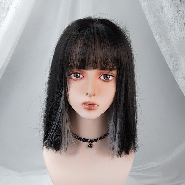 Black short straight wig KF81236