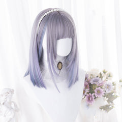 Gradient blue and purple short straight hair  KF82677
