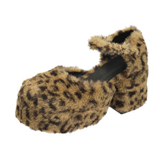 Leopard print plush shoes KF81608