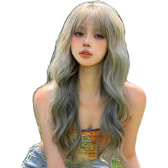 gray gradient long curly hair  KF82140