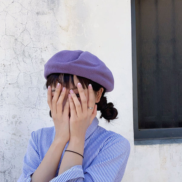 Purple beret hat KF9336