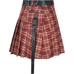 Red plaid skirt KF81284