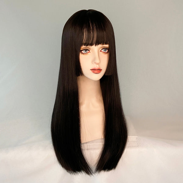 Black long straight hair wig  KF82432