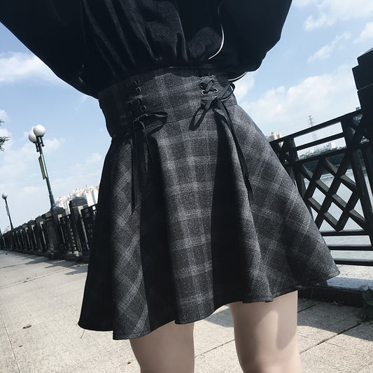 Gray Plaid Skirt  KF83332