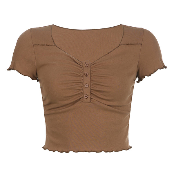 Brown Square Neck Top KF81397
