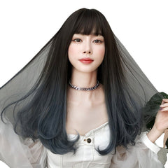Gradient haze blue long wig  KF90539
