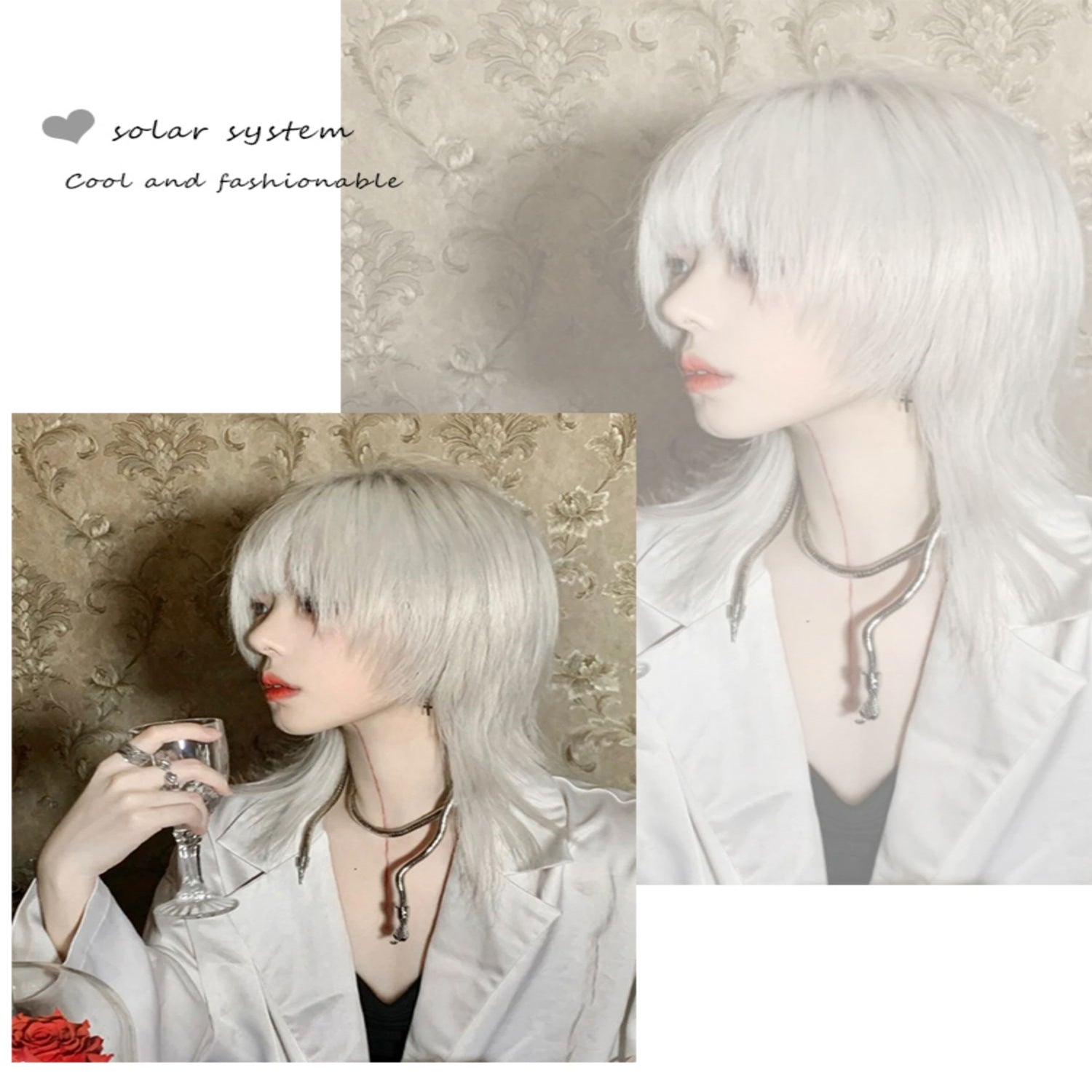 Gray short wig KF82215