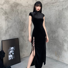 Black cheongsam dress KF81811