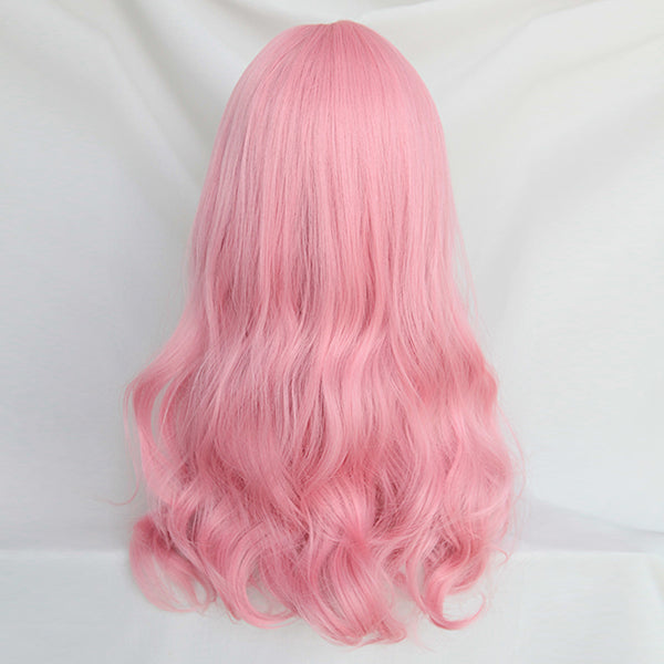 Pink long curly wig KF81507