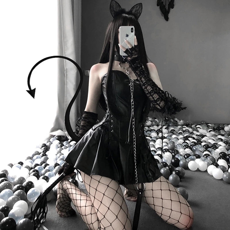 SEXY BUNNY GIRL LEATHER  SUIT (6 pieces) KF81958