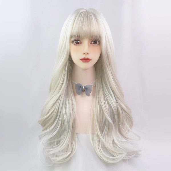 White gold long curly hair wig  KF82429