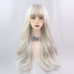 White gold long curly hair wig  KF82429