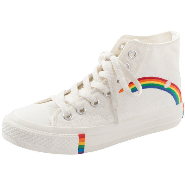 rainbow high-top Canvas Shoes  KF20045