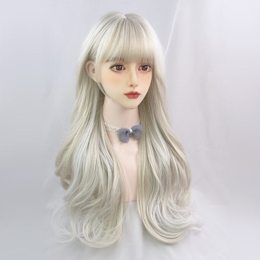 White gold long curly hair wig  KF82429