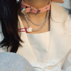 unzzy peach heart clavicle chain KF50074