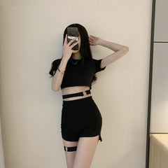 Punk black two-piece KF9131